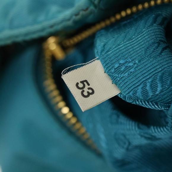 PRADA Quilted Hand Bag Nylon 2way Turquoise Blue Auth 40351 - Picture 11 of 16
